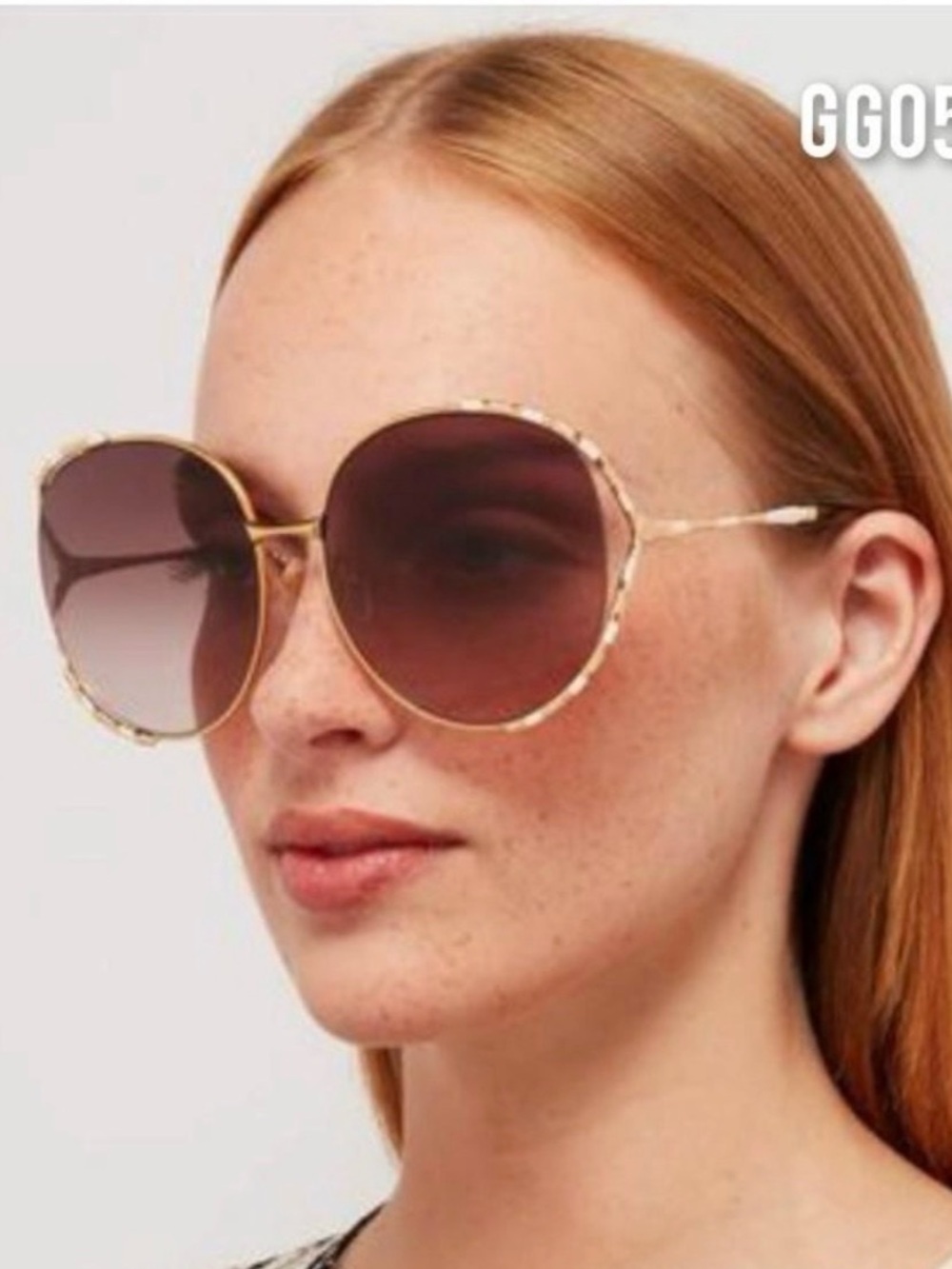 GUCCI Round GG0595S Gold Gradient Brown Sunglasses $595 Retail - Picture 3 of 16